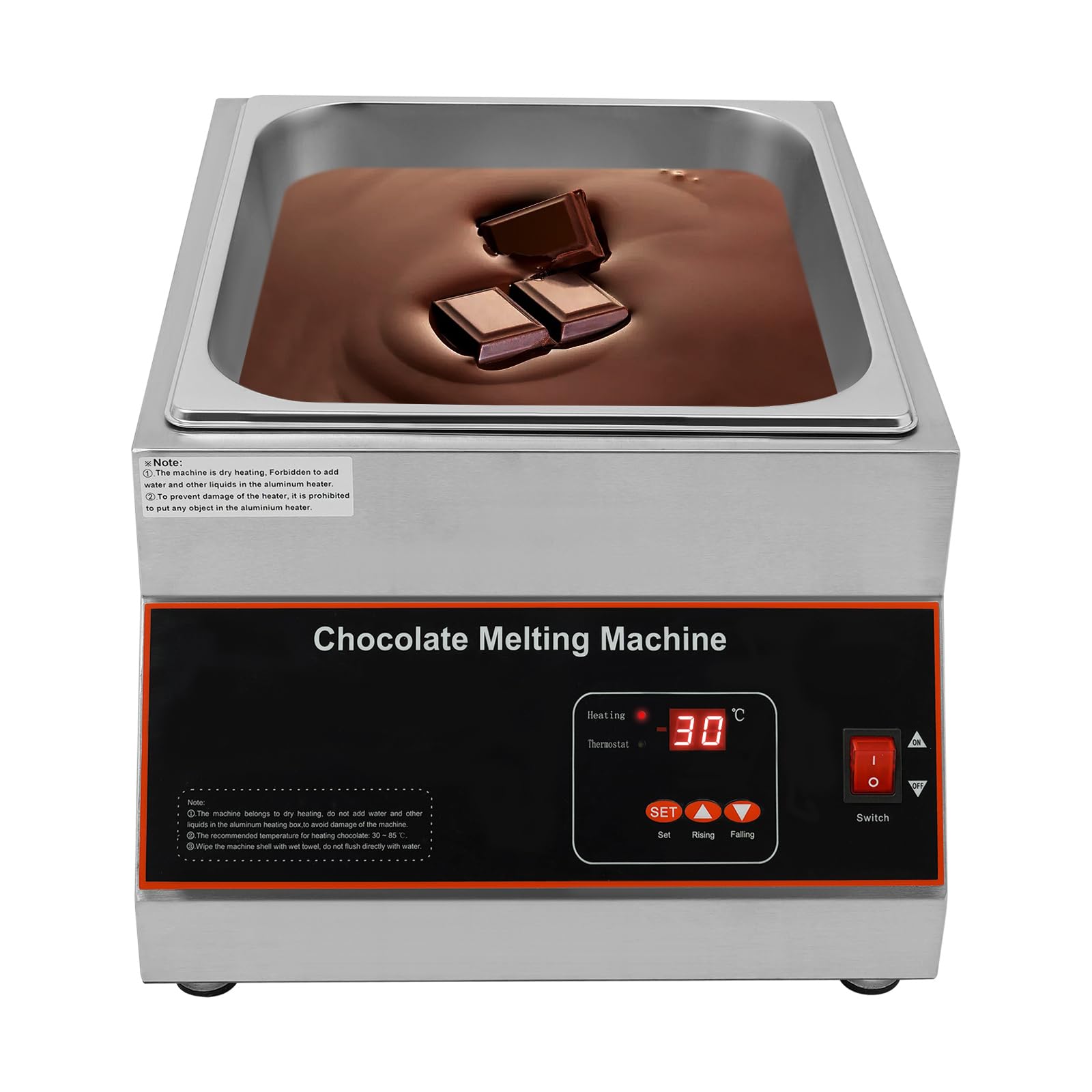 Commercial Chocolate Tempering Machine 32-203°F - 26.46 lbs Stainless Steel Chocolate Melting Pot with Lid - Air-Heating Chocolate Fondue Warmer for Restaurants, Bakeries, Home Use & Parties - Perfect for Candy Making, Dessert Preparation & Chocolate Dipping