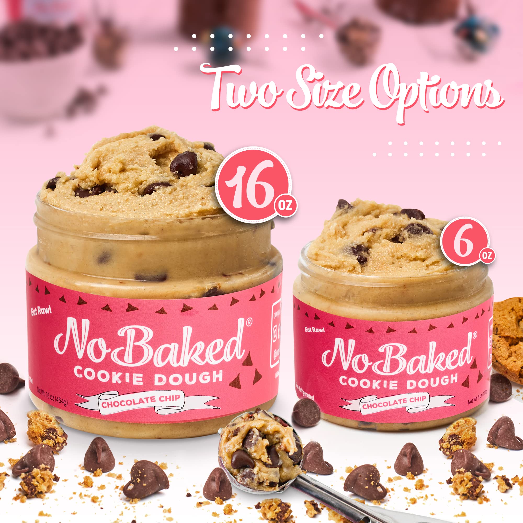 Edible NoBaked Cookie Dough - 8 Pack (16 oz) | Assorted Flavors Raw Cookie Dough for Eating | Soft, Smooth & Sweet Snack | Perfect for Dessert, Parties, Gifts & Late-Night Cravings