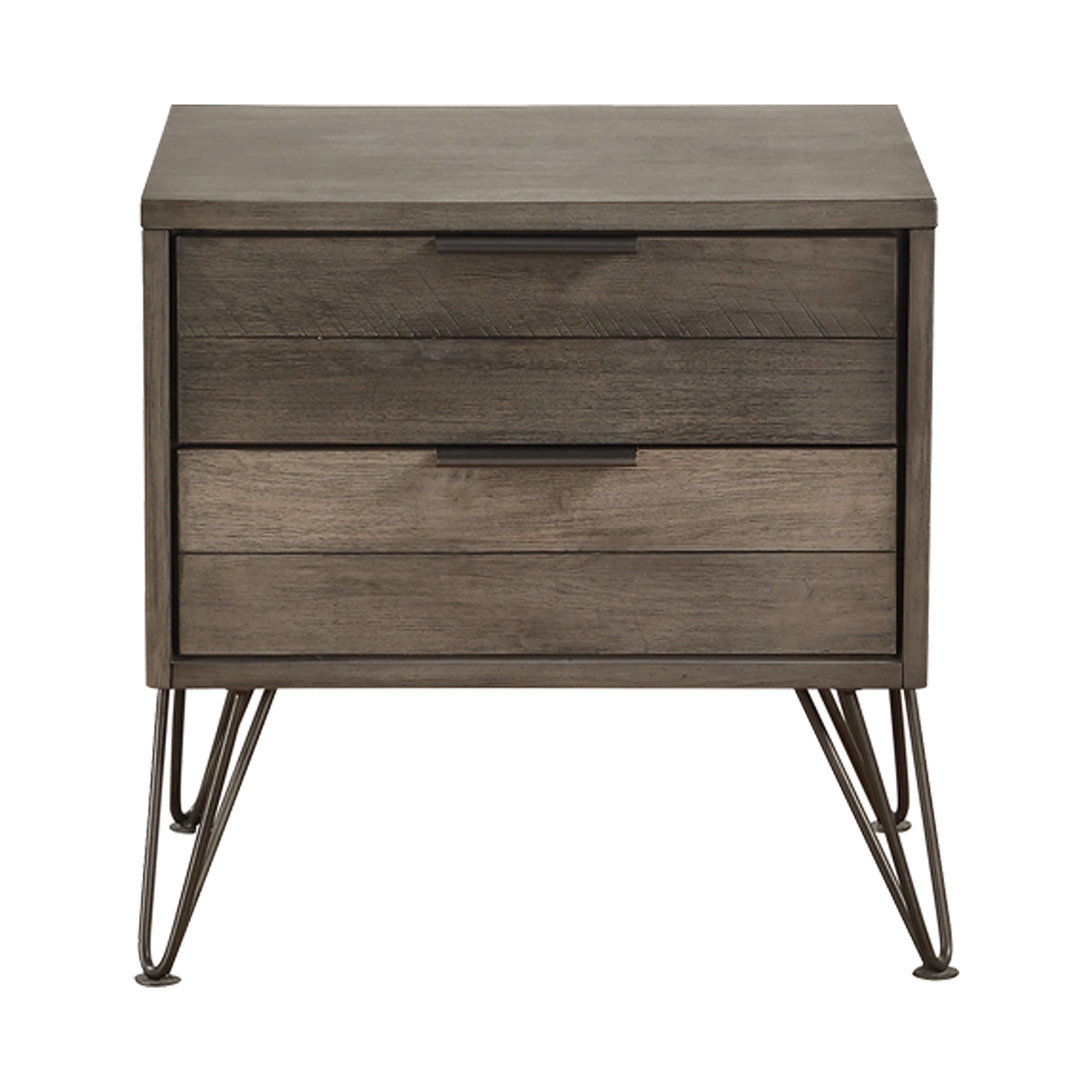 Lexicon Leavitt 2-Drawer Nightstand with Storage, Gray Wooden Bedside Table - Perfect for Bedroom, Living Room, or Guest Room