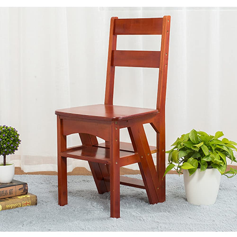 XHALERY 4-Step Wooden Folding Step Stool - Portable Kitchen Ladder, Shoe Bench & Flower Stand for Home, Office, and Garden Use