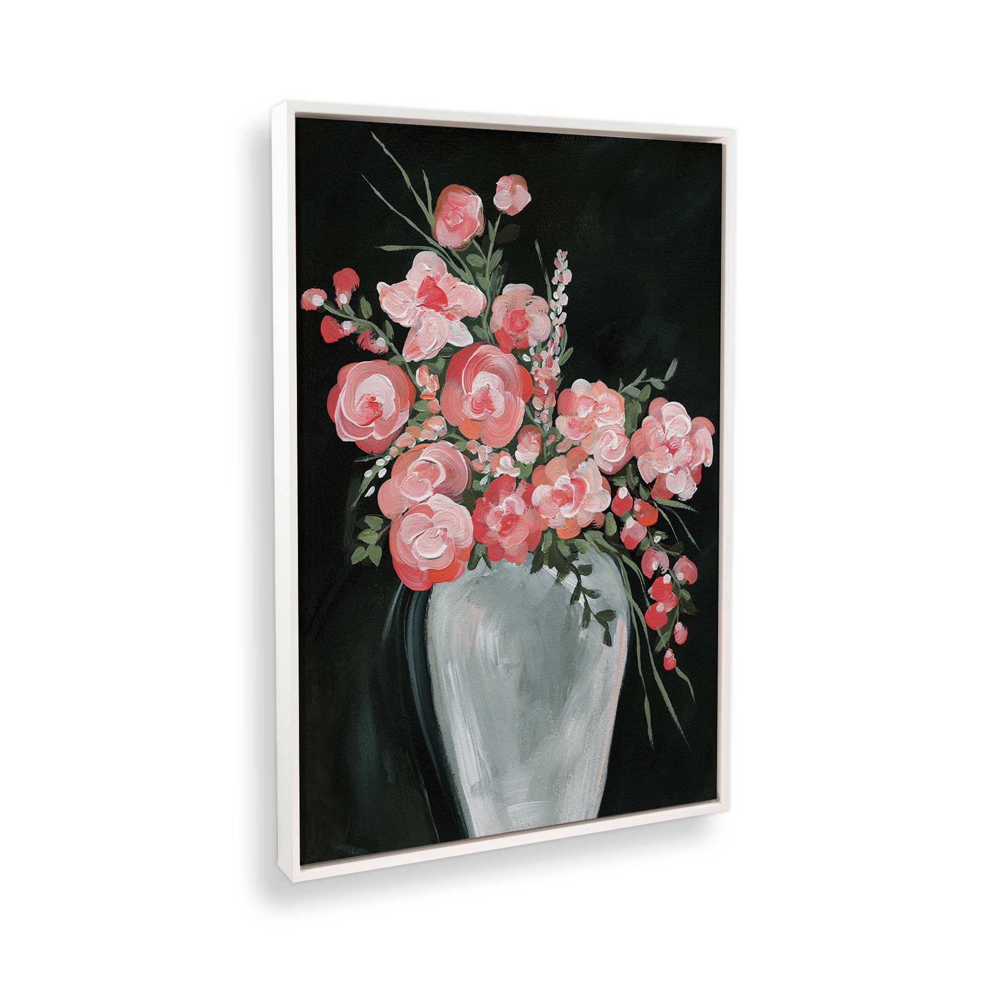 Delicate Coral Blossoms II Canvas Wall Art Print - Tropical Floral Home Decor for Living Room, Bedroom & Office