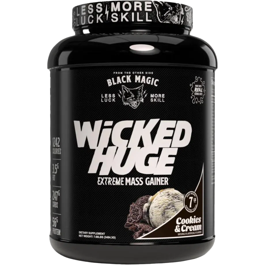 Black Magic Wicked Huge Extreme Mass Gainer Protein Powder - High Calorie Weight Gain Supplement for Bodybuilding & Muscle Growth - Perfect for Post-Workout Recovery & Bulking Season