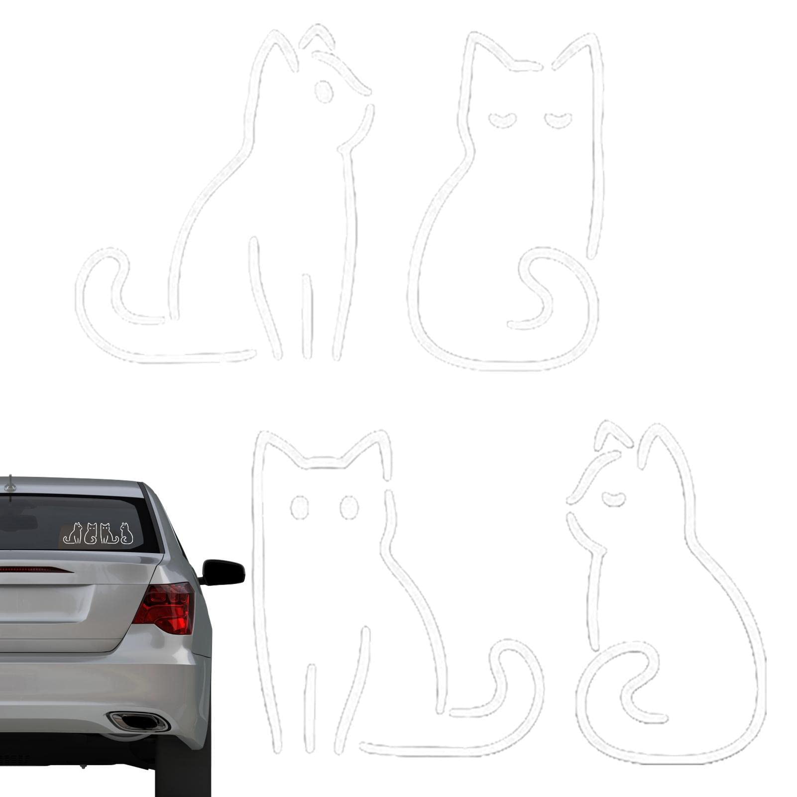 REMEK Cat Sticker Decals for Car Windows - 4 Adorable Cartoon Cat Decals for Trucks & Vehicles - Funny Rear Window Stickers for Pet Lovers (Perfect for Personalizing Your Ride & Showing Cat Love)