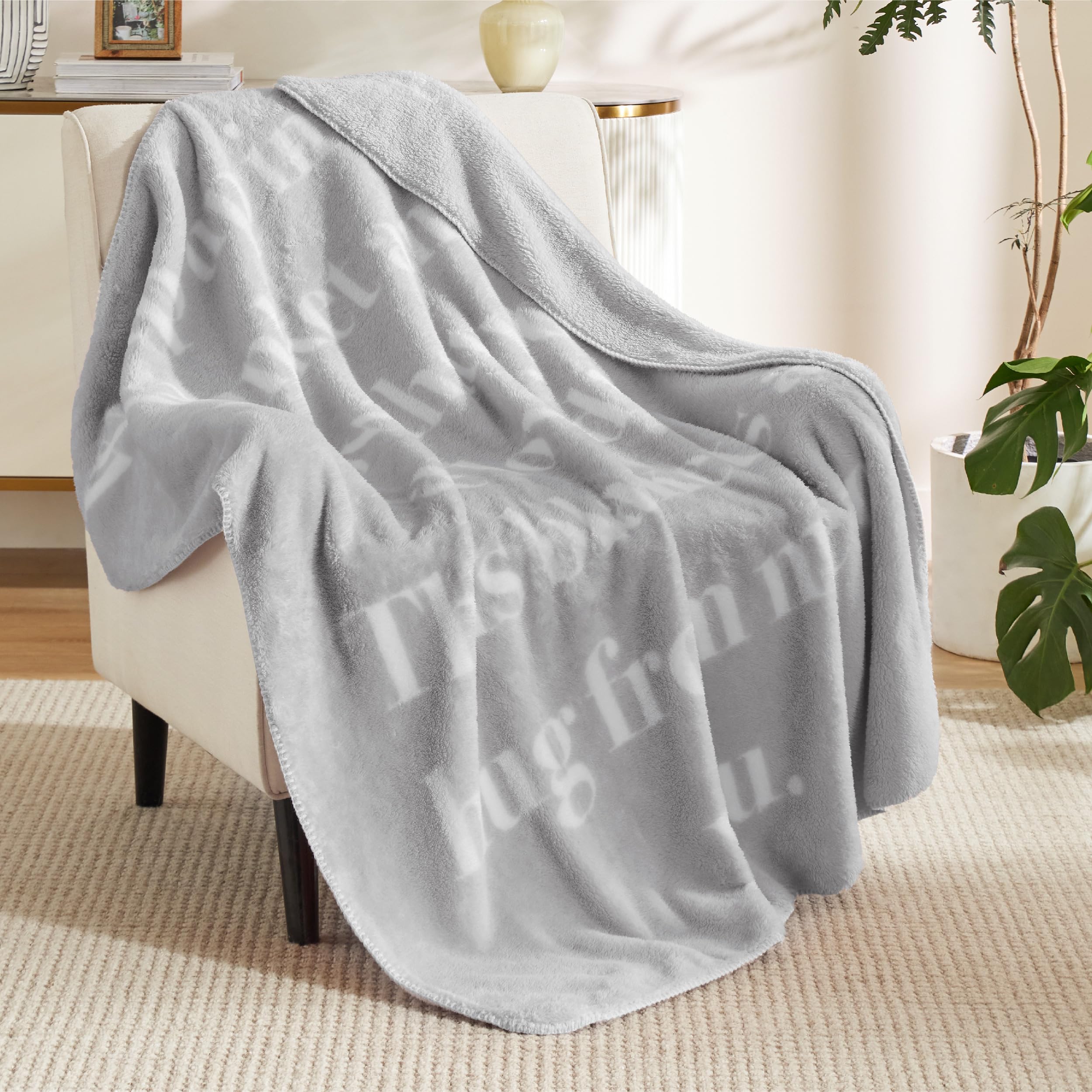 Bedsure Inspirational Get Well Gifts for Women & Men - Soft Fleece Hug Blanket with Encouraging Words, 50x60 Inch Grey Healing Blanket - Perfect for Surgery Recovery, Hospital Comfort & Thoughtful Care Packages