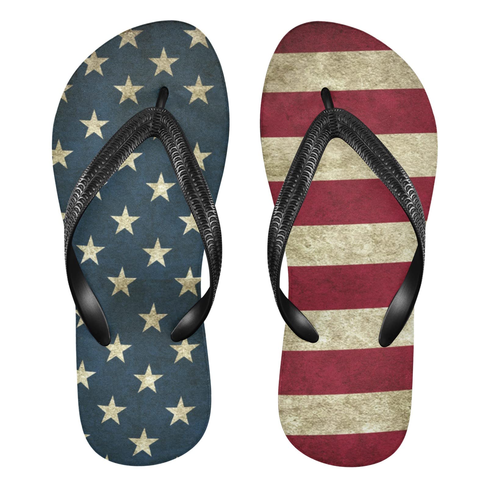 USA Flag Flip Flops for Women & Men - Comfortable Beach Sandals, Non-Slip Rubber Shower Slippers for Travel, Hotel, Pool & Outdoor Activities
