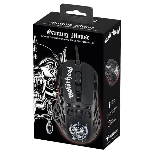 SUBSONIC Motorhead Wired Gaming Mouse - 7200 DPI Optical Sensor, Ergonomic Design, 7 Programmable Buttons - Officially Licensed for PC, PS4, Xbox - Perfect for FPS, MOBA & Esports Gaming