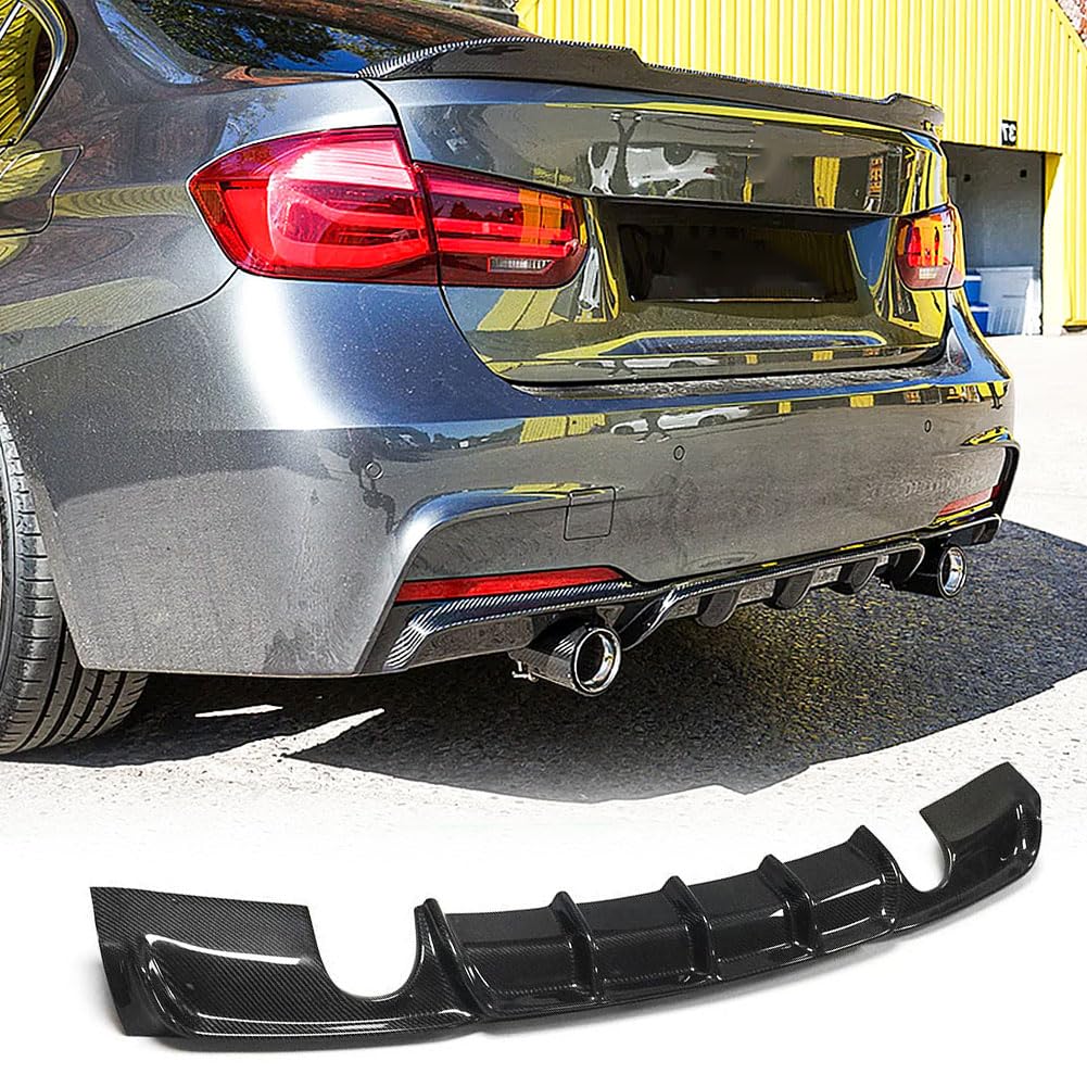 MCARCAR Carbon Fiber Rear Diffuser for BMW 3 Series F30 (2012-2018) | M Sport Sedan Body Kit | Compatible with 320i 325i 328i 330i 335i 340i Models | High-Performance Lower Bumper Lip Spoiler | Perfect for Car Enthusiasts & Street Racing Upgrades