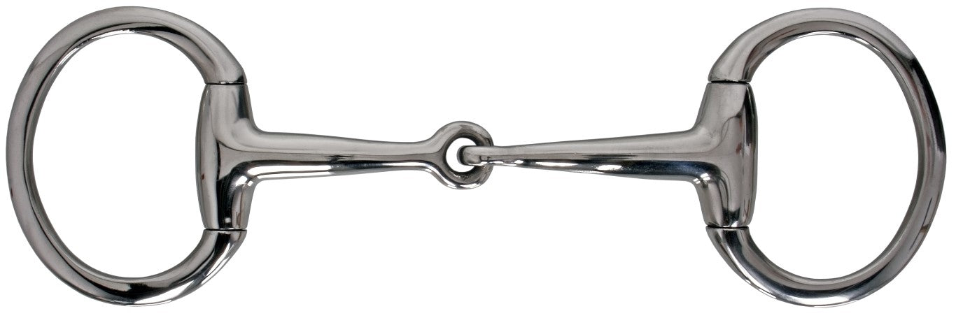 Blue Stainless Steel Flat Ring Eggbutt Snaffle Bit for Horses - Perfect for Dressage, Training & Show Jumping