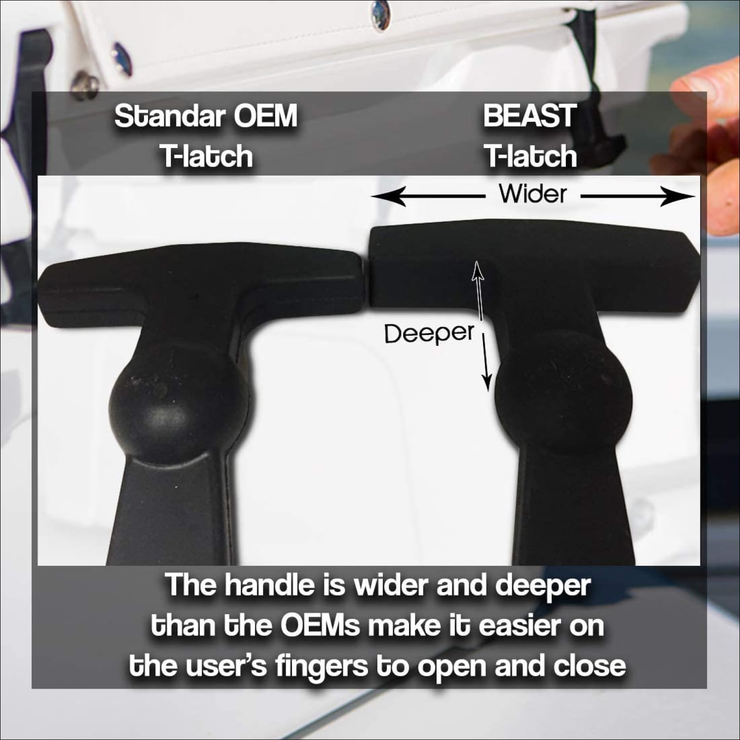 Beast Cooler Accessories 2-Pack Replacement Lid Latches for Yeti and RTIC Coolers - Durable Black Rubber Handle Grips (20 Inches) - Perfect for Outdoor Camping, Fishing, and Beach Trips