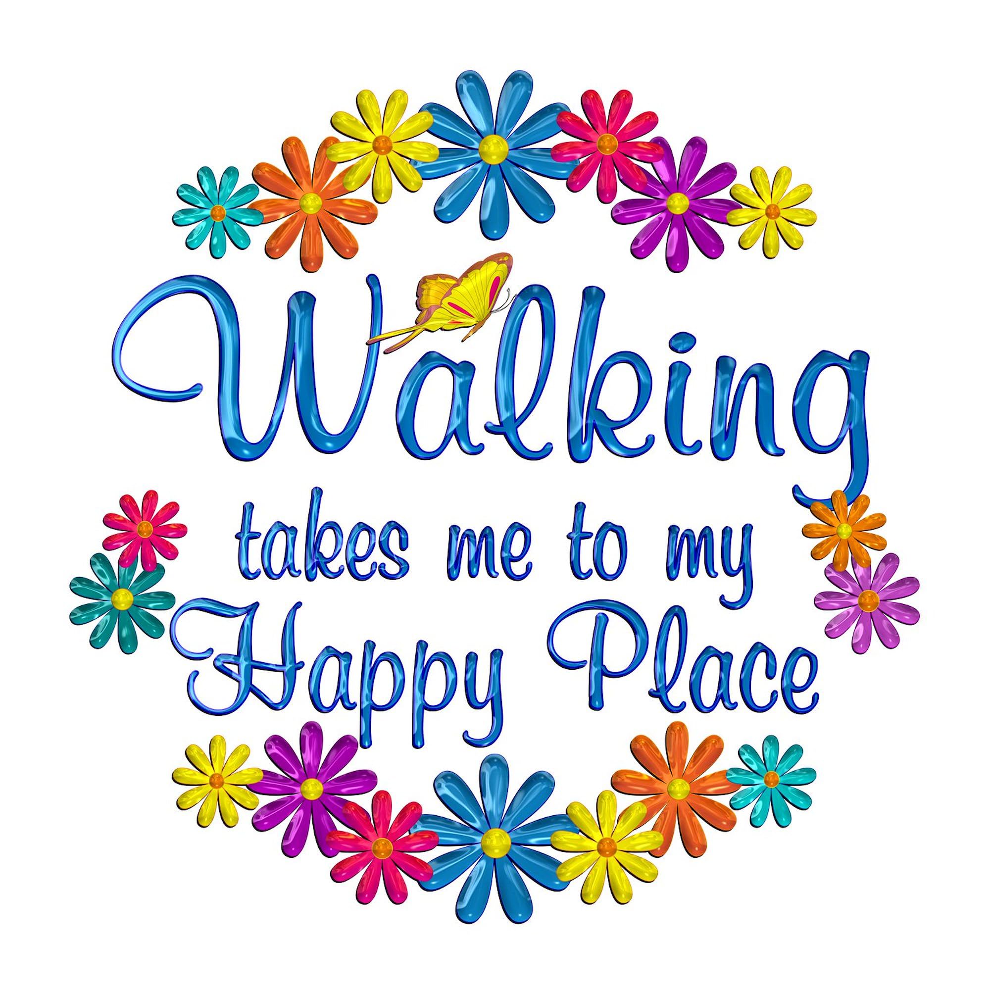 Walking Happy Place Oval Car Bumper Sticker - Funny Vinyl Decal for Cars, Trucks, Laptops - Perfect for Road Trips & Outdoor Adventures