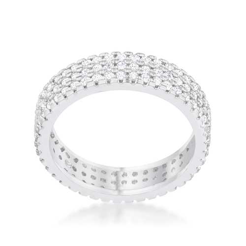 1.3ct Cubic Zirconia Rhodium-Plated Classic Wedding Band Ring for Women - Elegant Bridal Jewelry & Anniversary Gift
