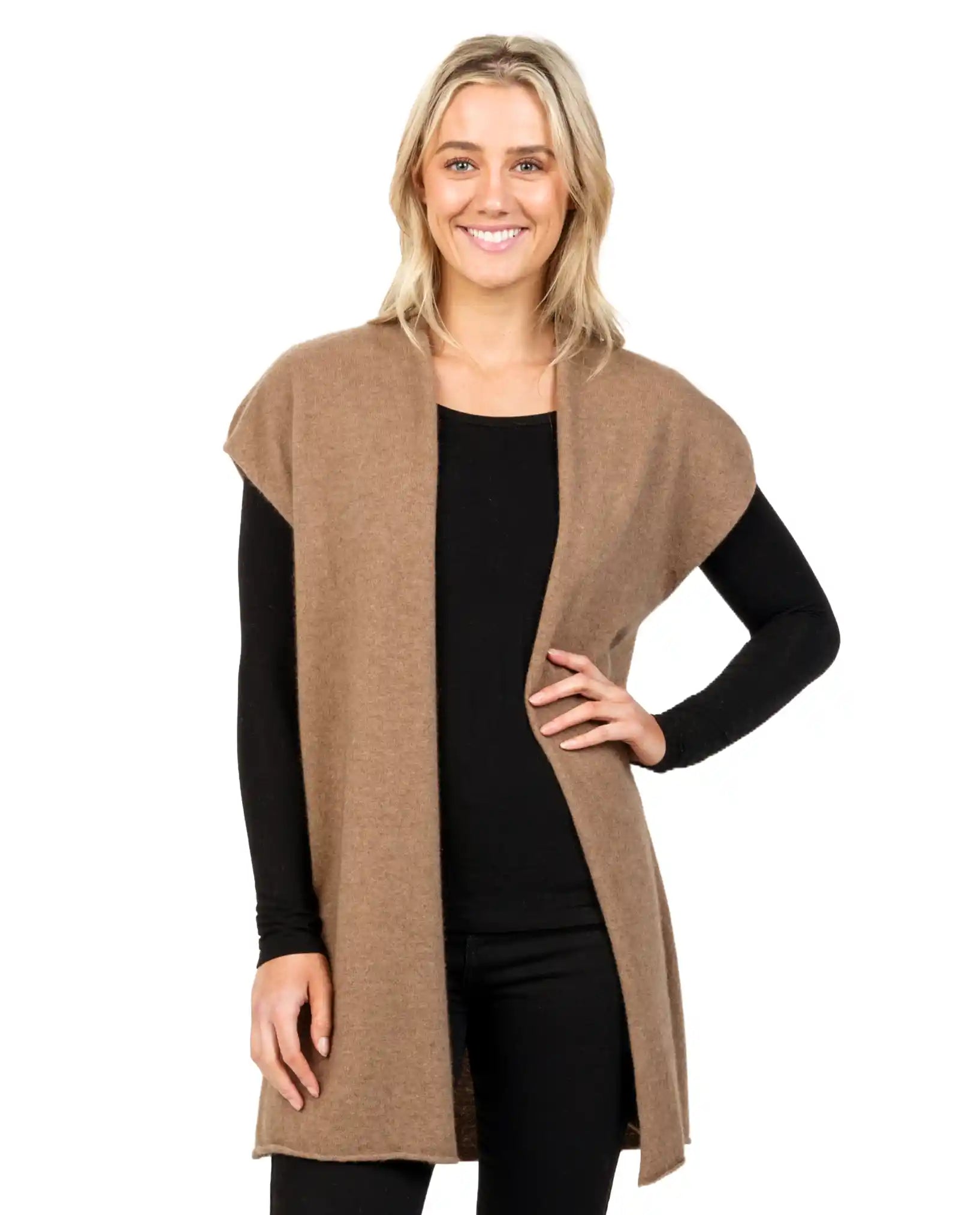 Premium Mink Women's Long Vest - Soft Possum Merino Wool Blend NB890 - Warm Winter Fashion for Outdoor Activities & Casual Wear