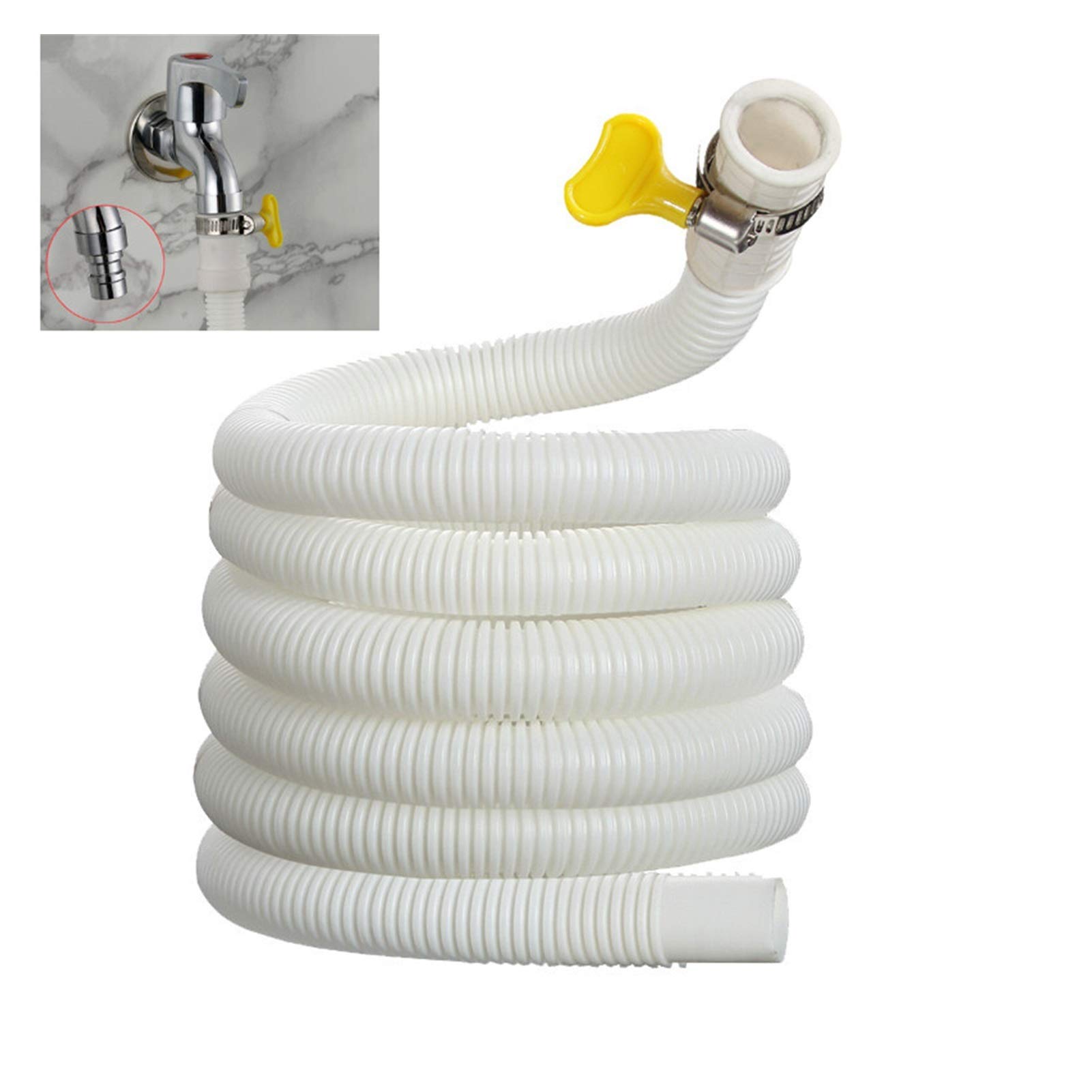 SXCLS 1M Universal Flexible Air Conditioner Drain Hose & Washing Machine Water Inlet Extension Pipe - AC Exhaust Hose for Bathroom, Laundry Room & Home Appliance Installation (White)