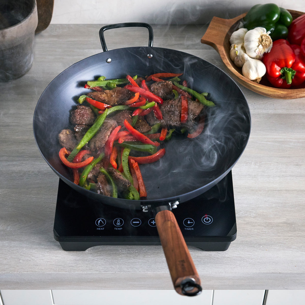 Premium Kyoto Carbon Steel 14-Inch Wok Pan - Professional Restaurant-Grade Black Wok for Stir-Frying, Deep Frying & Asian Cooking - Perfect for Home Chefs & Commercial Kitchens