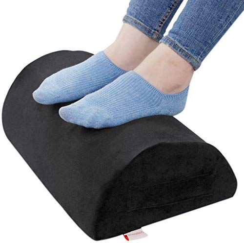Ergonomic Foot Rest Cushion for Office & Home - High Rebound Memory Foam Under Desk Foot Stool with Non-Slip Base - Perfect for Work, Gaming & Airplane Travel (Black)