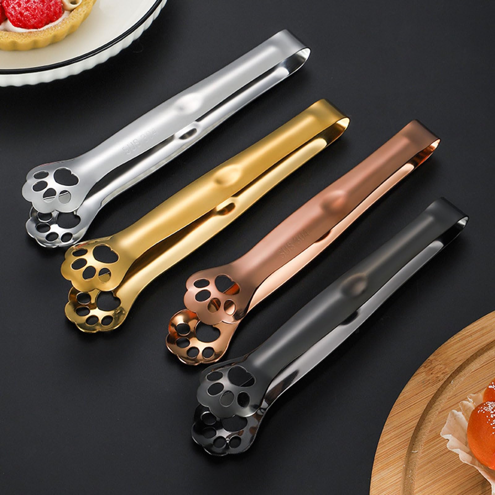 Premium Stainless Steel Ice Tongs - Non-Slip Kitchen & Bar Tongs for Ice Cubes, Sugar, Tea, Bread - Perfect for Cocktail Parties, Home Bars & Food Serving (Silver)