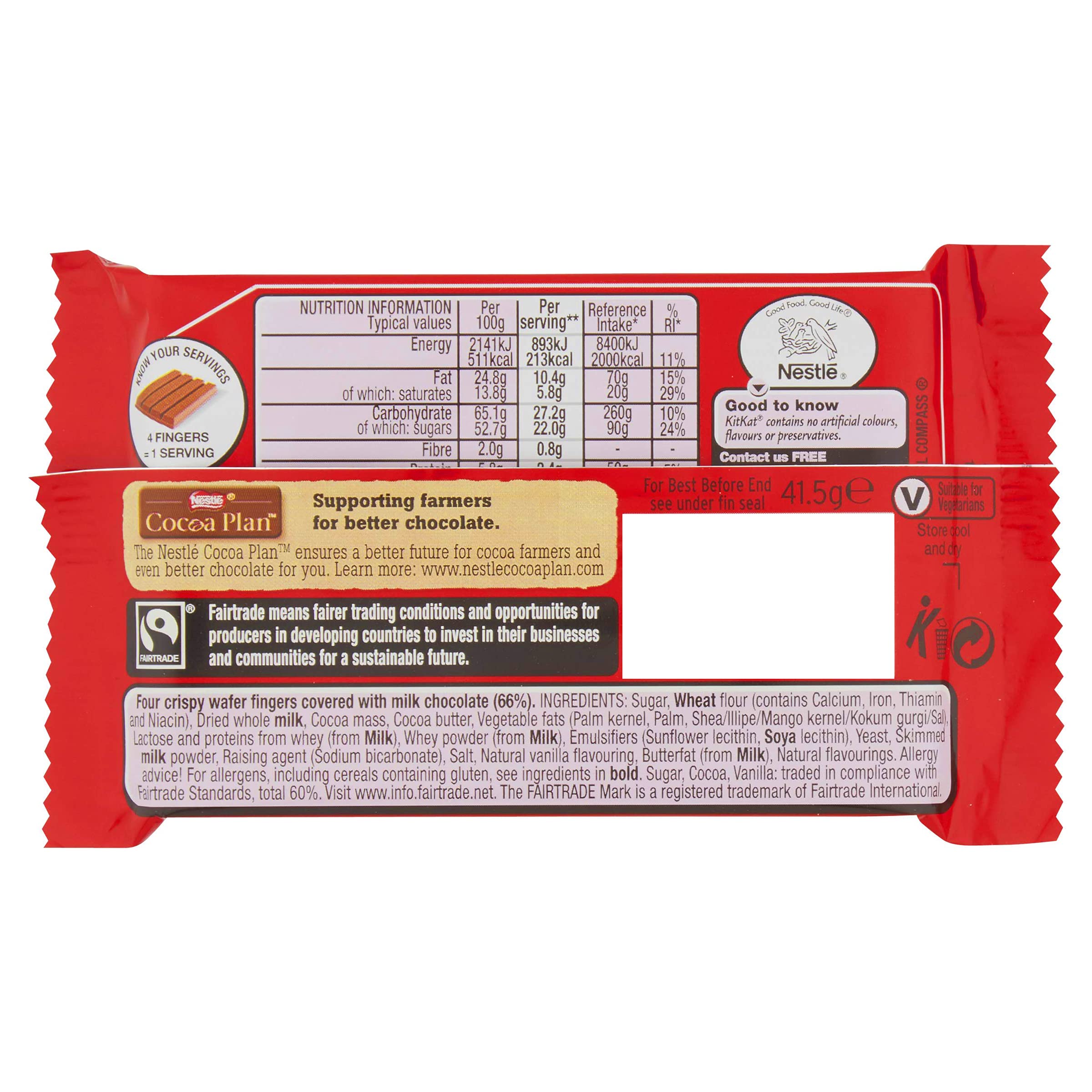 KIT KAT Milk Chocolate Wafer Bars - 6 Pack (41.5g Each) | Perfect for Snacking, Lunchboxes & Office Treats