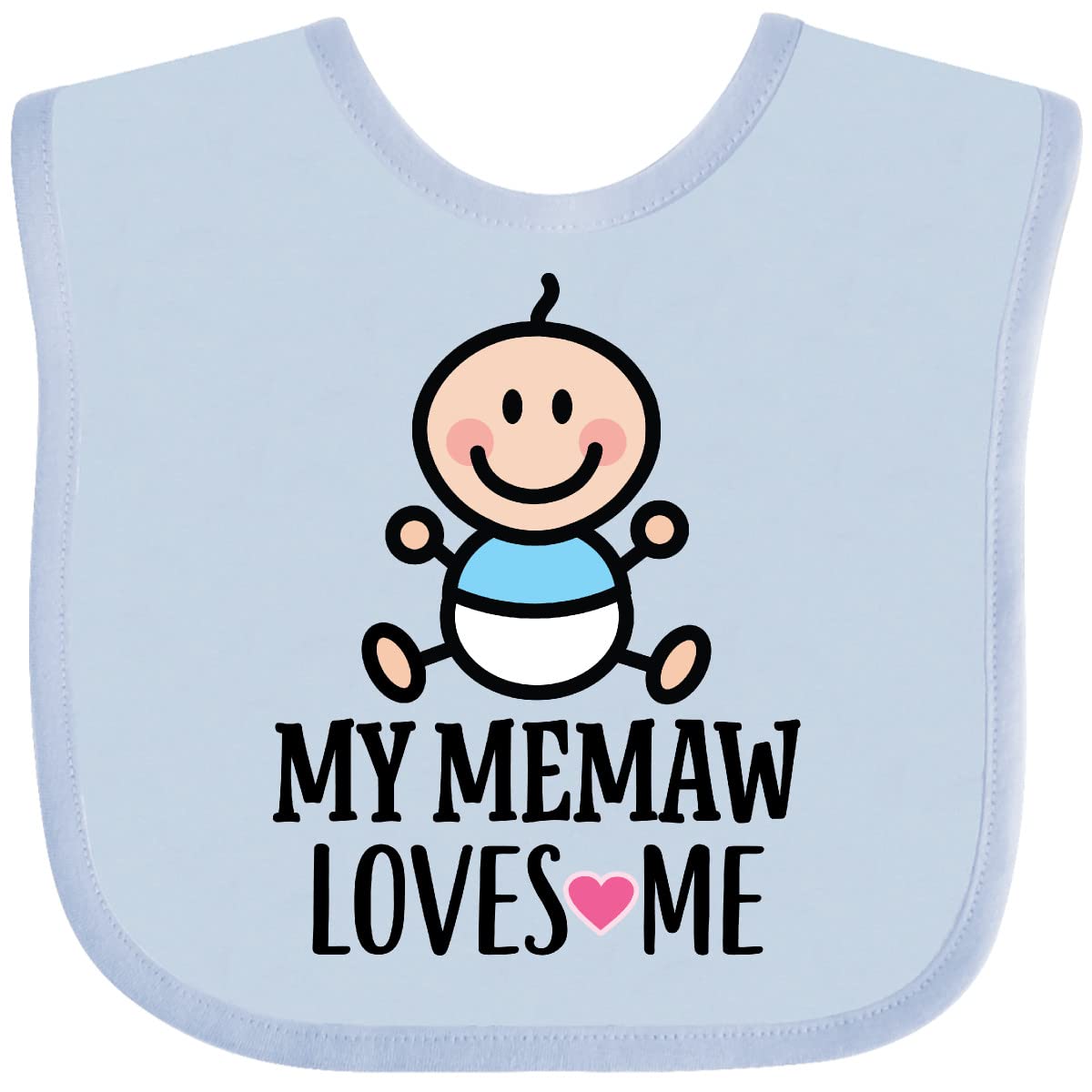 Inktastic My Memaw Loves Me Baby Boy Bib - Soft Cotton Drool Bib for Infants & Toddlers - Perfect for Feeding, Teething, and Everyday Use