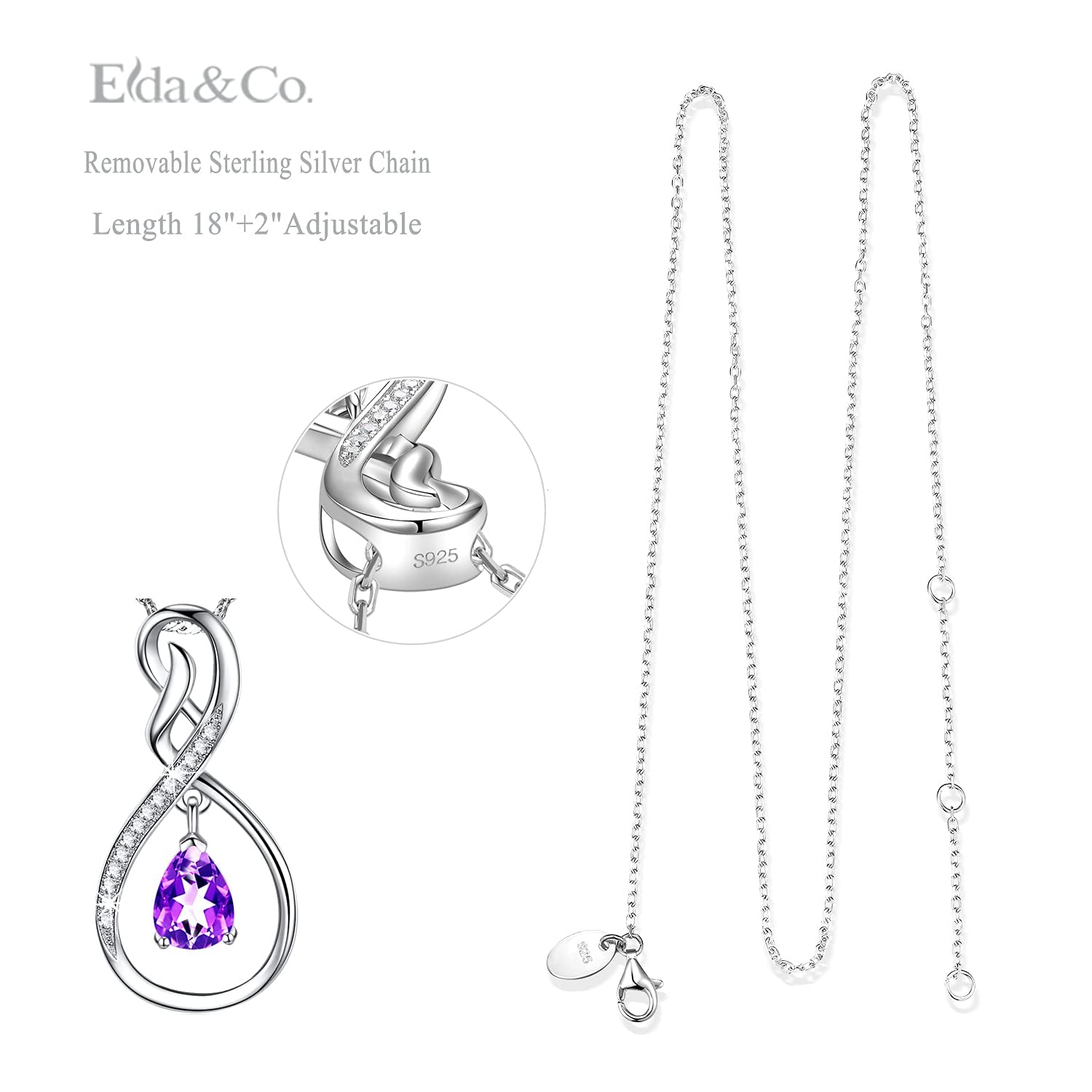 Forever Love Infinity Necklace for Women - March April May Birthstone Jewelry (Aquamarine, Emerald & More) - 925 Sterling Silver Gift for Wife, Mom, Her - Perfect for Birthday, Anniversary & Valentine's Day