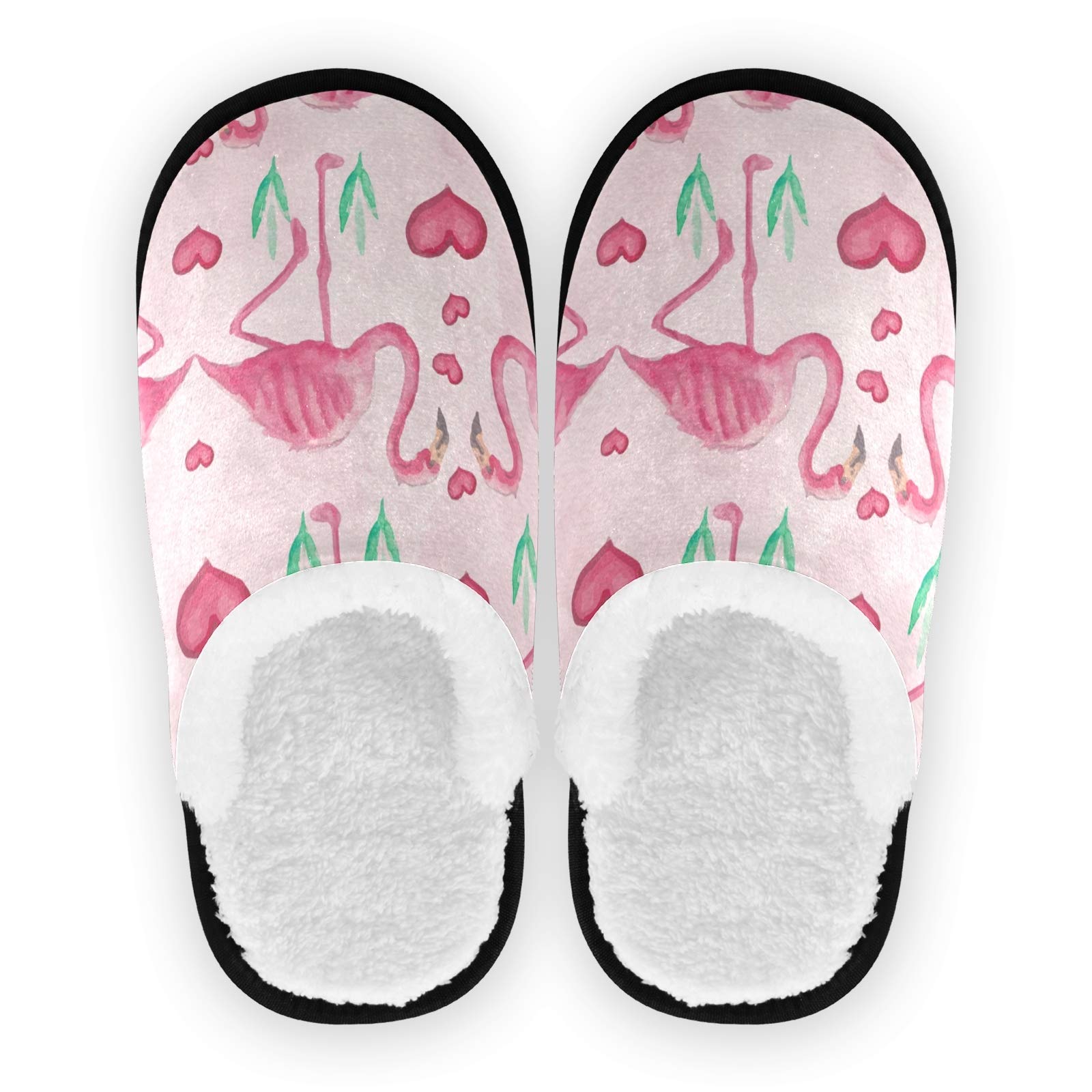 **Bolaz Pink Flamingo with Hearts Non-Slip Spa Slippers for Women & Men - Cozy House Slippers for Home, Travel, Hotel & Relaxation**    *(Use Cases: Perfect for lounging at home, spa days, hotel stays, and travel comfort.)*