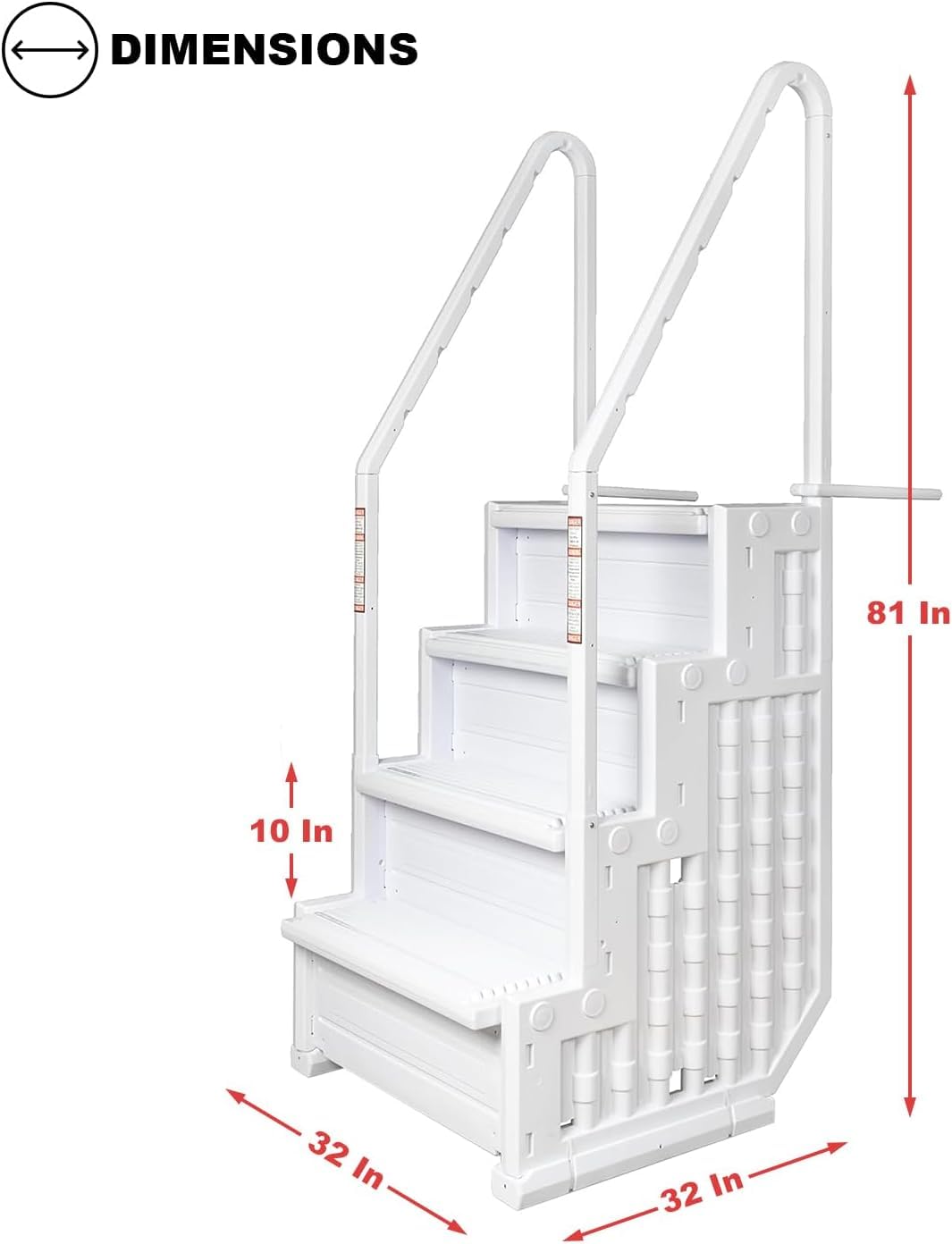 Premium Above Ground Pool Ladder - Heavy Duty Deck Mounted Step Ladder with Dual Handrails & Anti-Slip Steps (350 LB Capacity) for 48-54 Inch Pools - Perfect for Safe Entry/Exit & Pool Maintenance