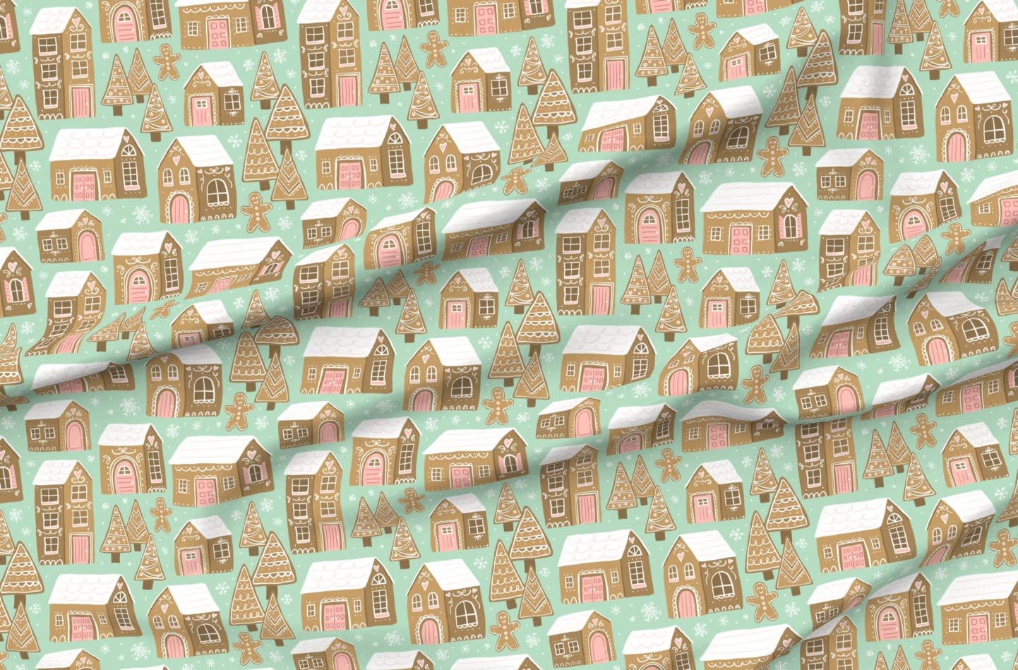 Gingerbread Village House Christmas Holiday Cookie Fabric - Printed on Soft Minky Fabric for Sewing Baby Blankets, Quilt Backing & Plush Projects - Perfect for DIY Holiday Decorations & Cozy Home Crafts