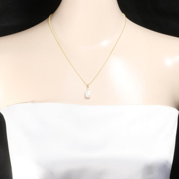 18K Yellow Gold Pearl Necklace for Women - 4.3g Solid Gold, 45cm (18