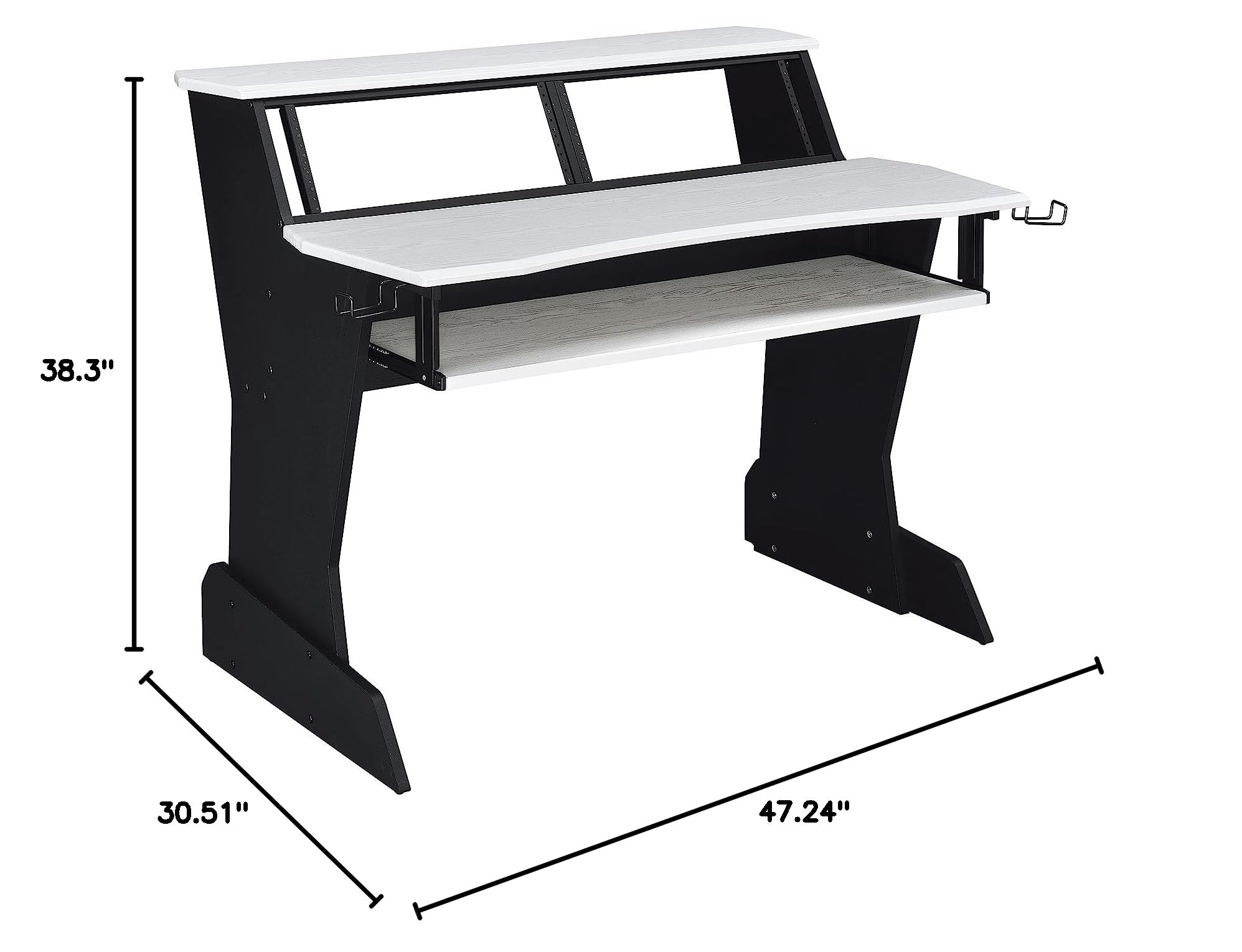 BE200 Series Professional Music Studio Desk Workstation with 2 x 4U Rack Space - White | Perfect for Home Recording, DJ Setup & Music Production