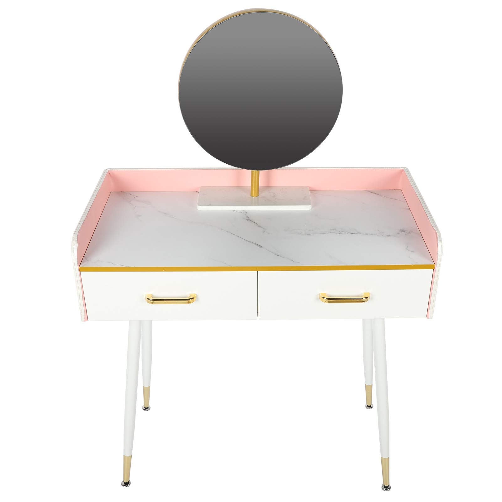 EBTOOLS Vanity Makeup Dressing Table Set with Mirror & 2 Storage Drawers - Bedroom Dresser Desk with Free Makeup Organizer | Perfect for Cosmetics Storage & Beauty Routine in Home Bedroom or Dressing Room