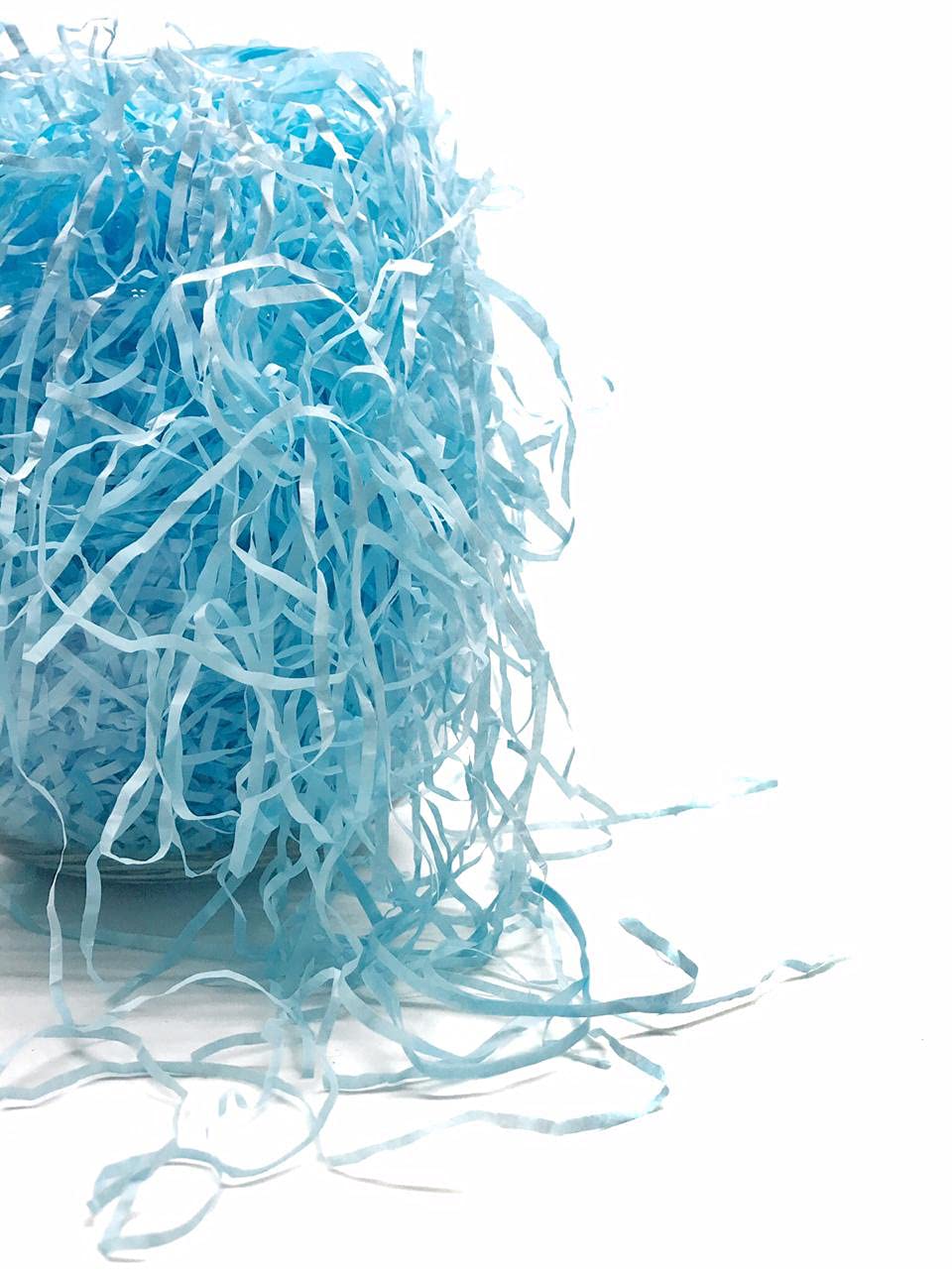 Eco-Friendly Sky Blue Shredded Crinkle Paper Strips - 100g for Diwali Tray Decorations, Gift Box Fillers, Wedding & Birthday Party Decor | Sustainable Craft Supplies for DIY Projects, Home Decor, and Festive Celebrations