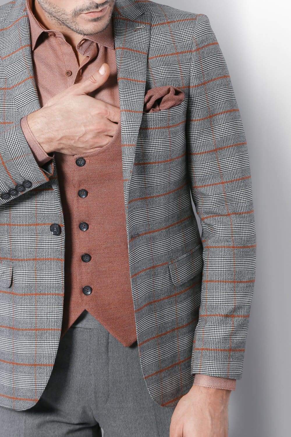 Christian Men's 3 Piece Grey Brown Mix & Match Slim Fit Suit - Wedding, Church & Formal Occasions