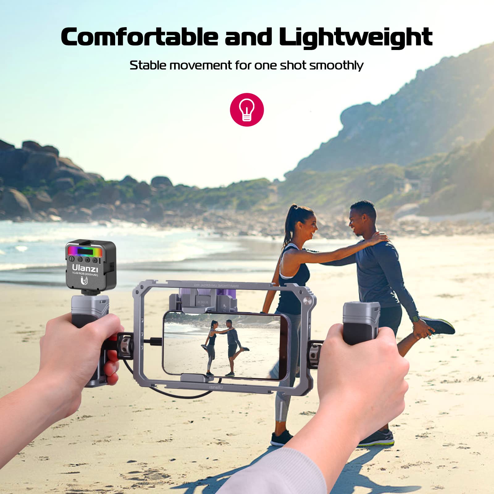 ULANZI Universal Aluminum Phone Video Rig Kit with Handles - Handheld Stabilizer Grip for iPhone 16/15/14/13/12/11/X/8 Plus & Android Smartphones - Perfect for Vlogging, Filmmaking & Content Creation