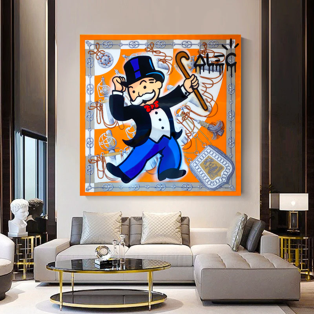 Alec Monopoly Scarf Collection Canvas Wall Art - Modern Pop Art Home Decor for Living Room, Bedroom & Office
