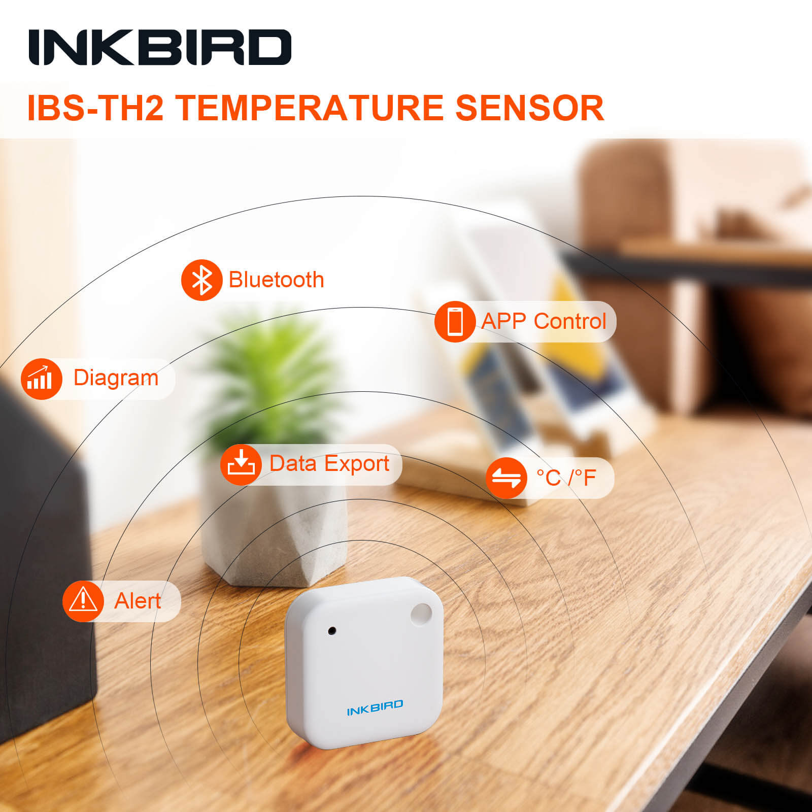 Wireless Bluetooth Hygrometer Thermometer IBS TH2 - Digital Humidity & Temperature Monitor for Home, Office, and Greenhouse Use