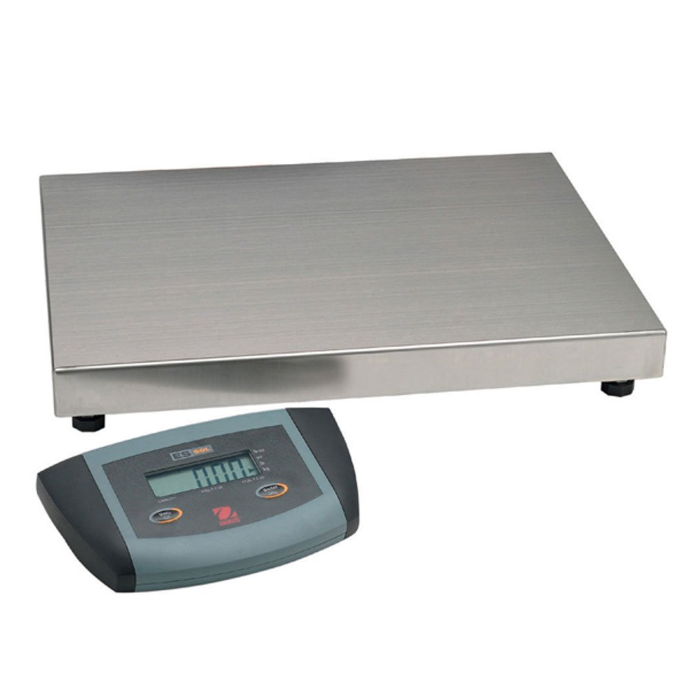 Ohaus ES Series Stainless Steel Low Profile Bench Scale - 200kg Capacity, 0.1kg Precision - Perfect for Shipping, Warehousing & Industrial Weighing Applications