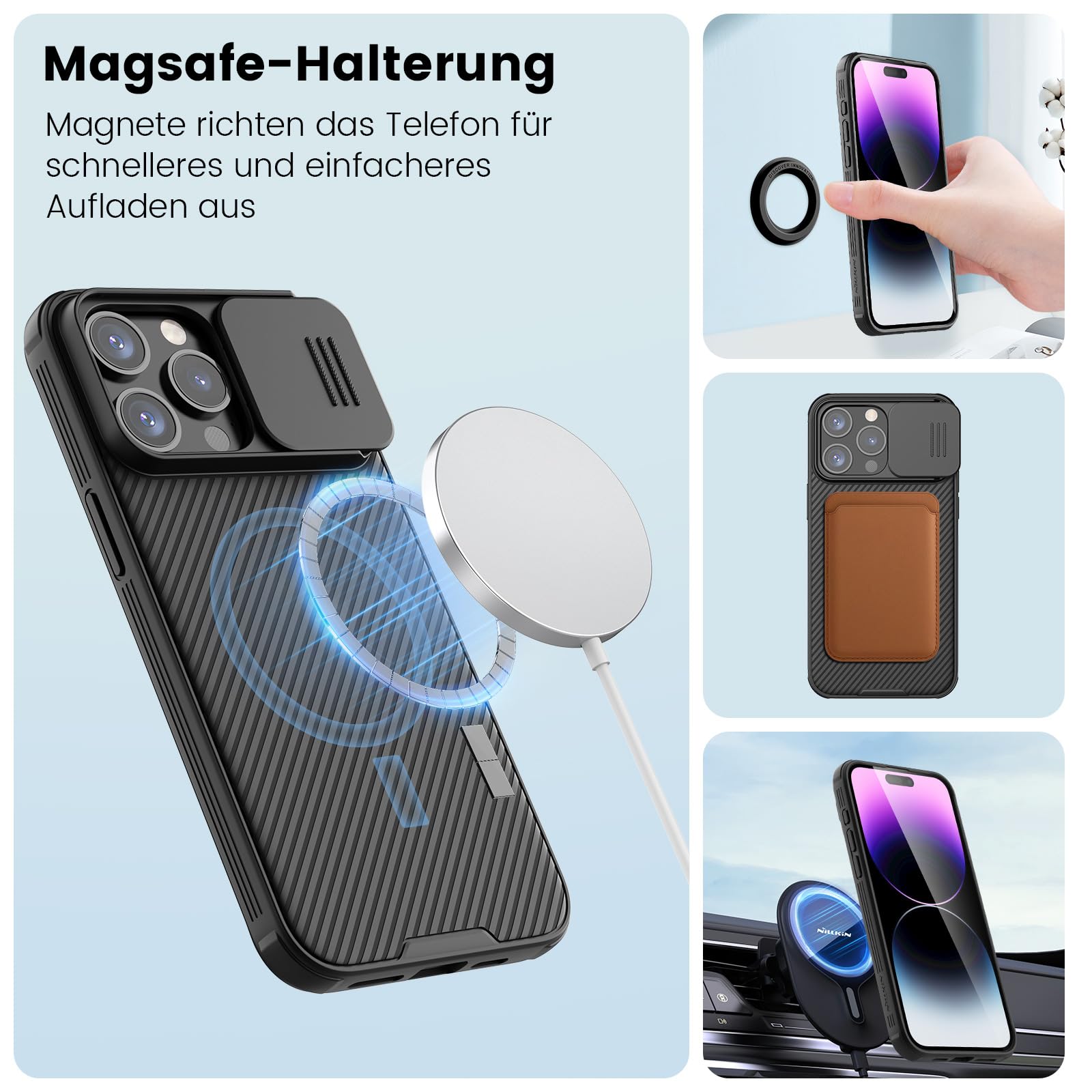 Nillkin MagSafe Case for iPhone 15 Pro Max (6.7 inch) - CamShield Pro Magnetic Cover with Sliding Camera Protector & Wireless Charging Support - Black | Perfect for Daily Protection, Travel & Work