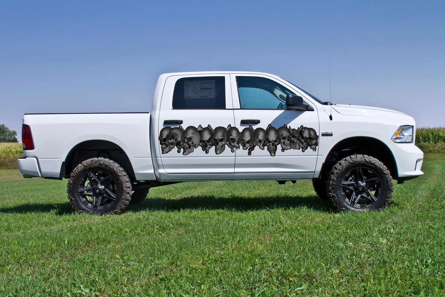 3D Skull Car Wrap Vinyl Sticker - 22x90 Inches Tribal Skulls Street Racing Graphic Decal for Cars, Trucks, Motorcycles - Perfect for Custom Vehicle Wraps & Racing Enthusiasts