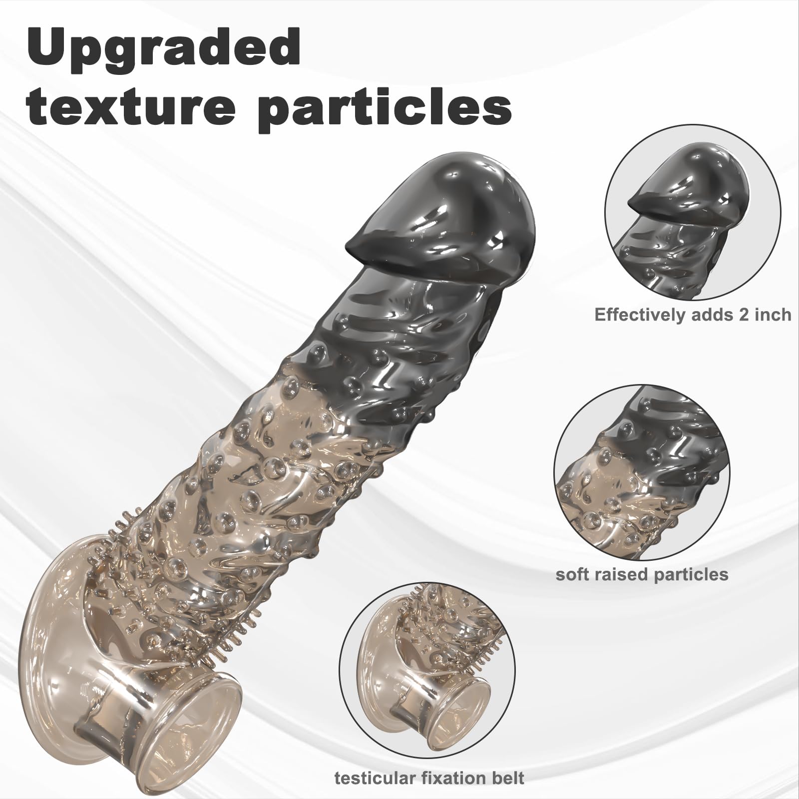 Realistic Soft Penis Sleeve Extender with Vibrator & Cock Ring - Reusable Male Enhancement Sex Toy for Couples, 2 & 3 Inch Sizes - Enhance Intimacy & Pleasure in Bedroom Play