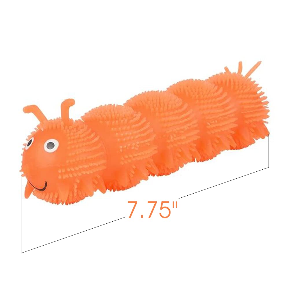 ArtCreativity Puffer Caterpillar Squeeze Toys - Set of 6 Vibrant Stress Relief Sensory Toys for Kids, Fun Party Favors & Goodie Bag Fillers | Perfect for Birthday Parties, Classroom Rewards & Sensory Play