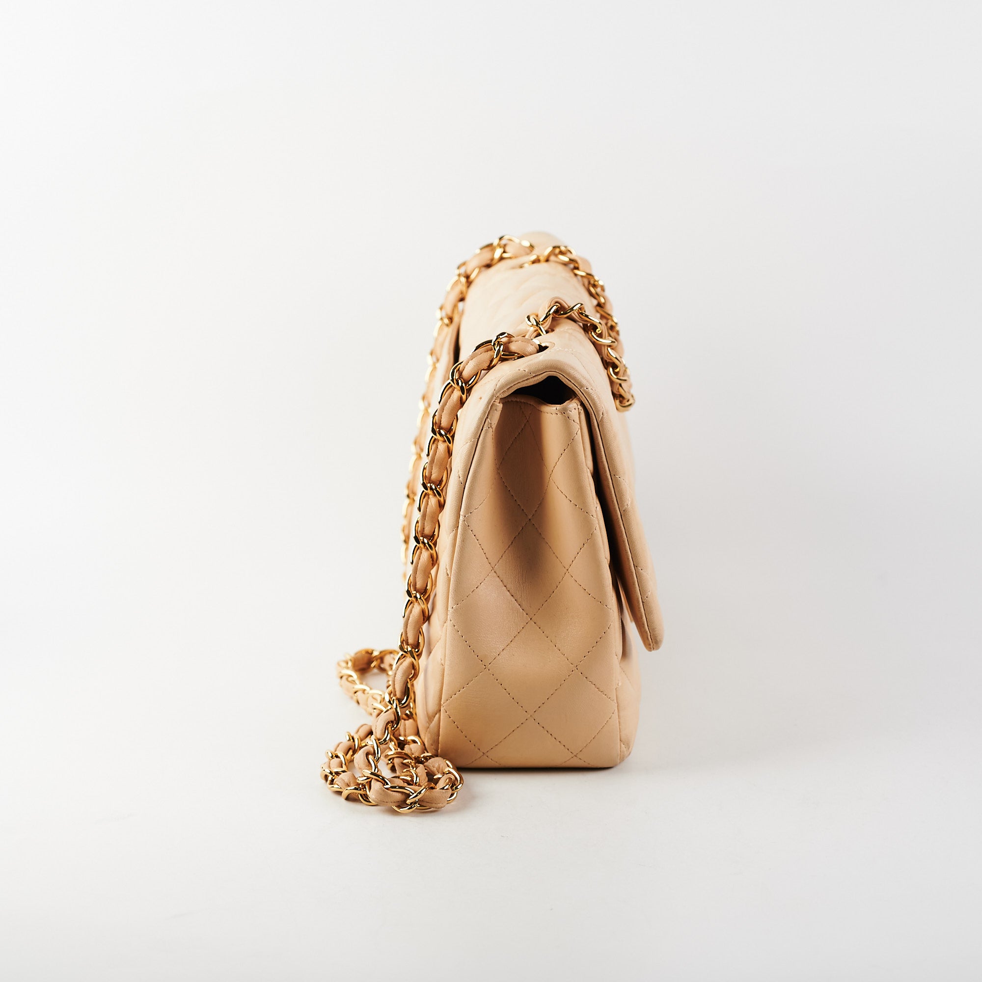 Chanel Single Flap Jumbo Lambskin Beige Leather Shoulder Bag - Luxury Designer Handbag for Women, Perfect for Work, Evening & Special Occasions