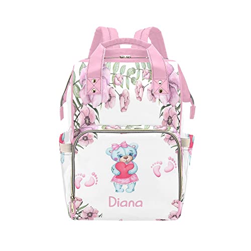 Personalized Bear Diaper Backpack for Travel & Nursing - Baby Essentials