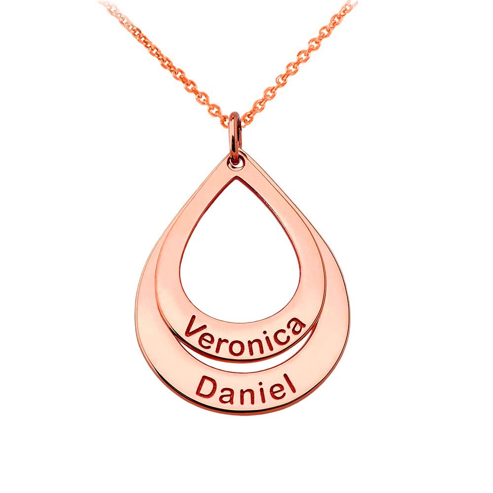 14K Rose Gold Personalized Name Necklace - Custom Engraved Drop Pendant Jewelry for Women - Perfect Gift for Birthday, Anniversary & Valentine's Day
