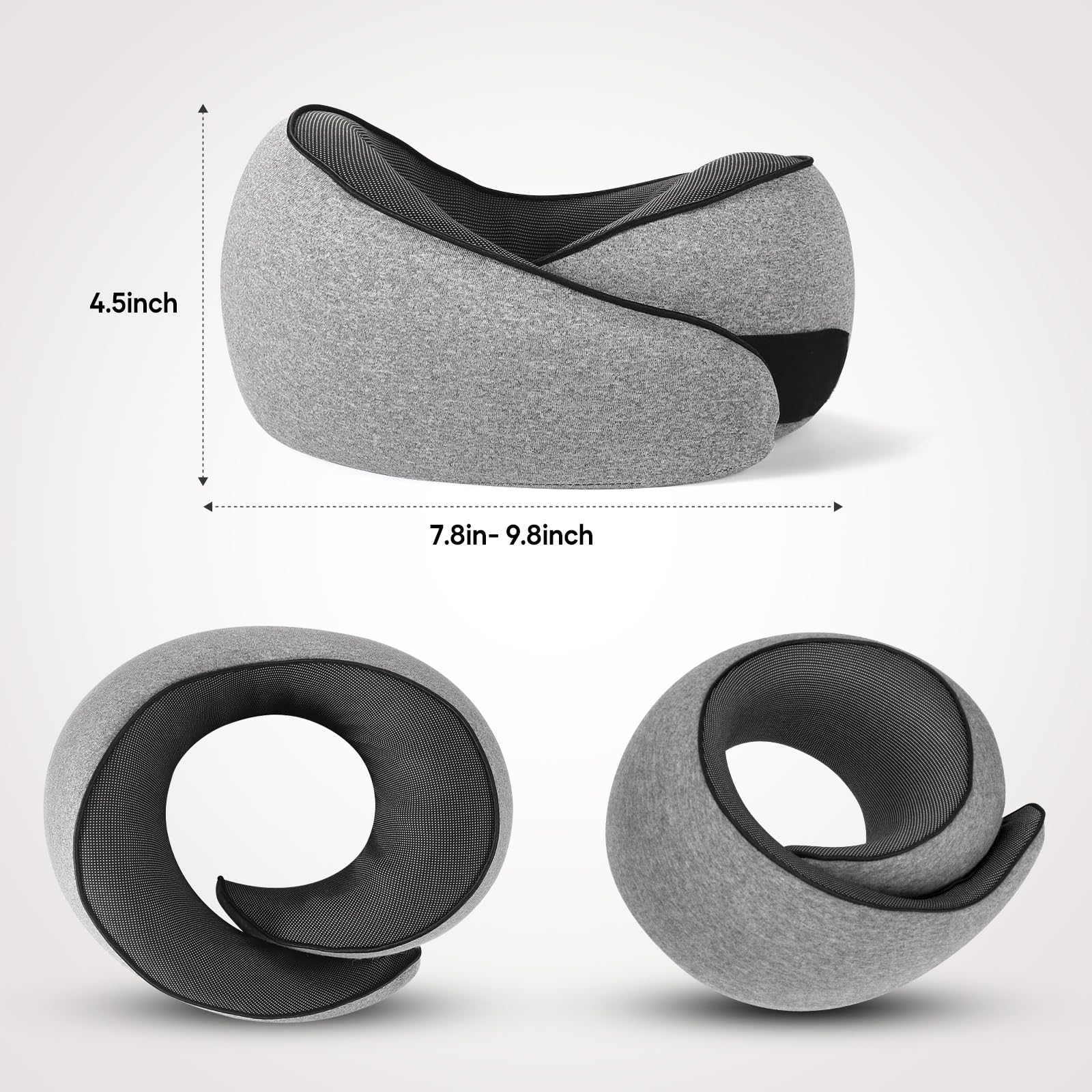 NOCRLG Memory Foam Travel Pillow for Airplanes & Cars - 360° Head Support Neck Pillow for Long Flights & Road Trips - Breathable & Comfortable Sleeping Essential for Travelers