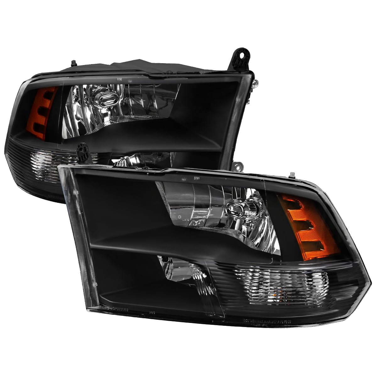Spec-D Tuning Black Quad Projector Headlights for 2009-2018 Dodge Ram 1500/2500/3500 - Left & Right Pair LED Headlight Assembly - Upgrade for Night Driving & Off-Road Adventures