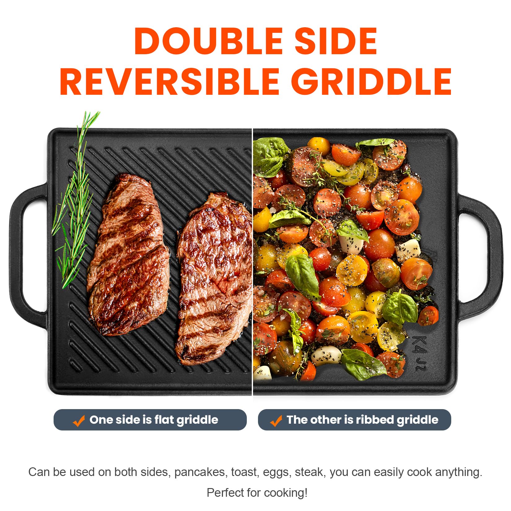 Premium GGC Cast Iron Reversible Grill Griddle for Stove Top & Gas Grills - 20