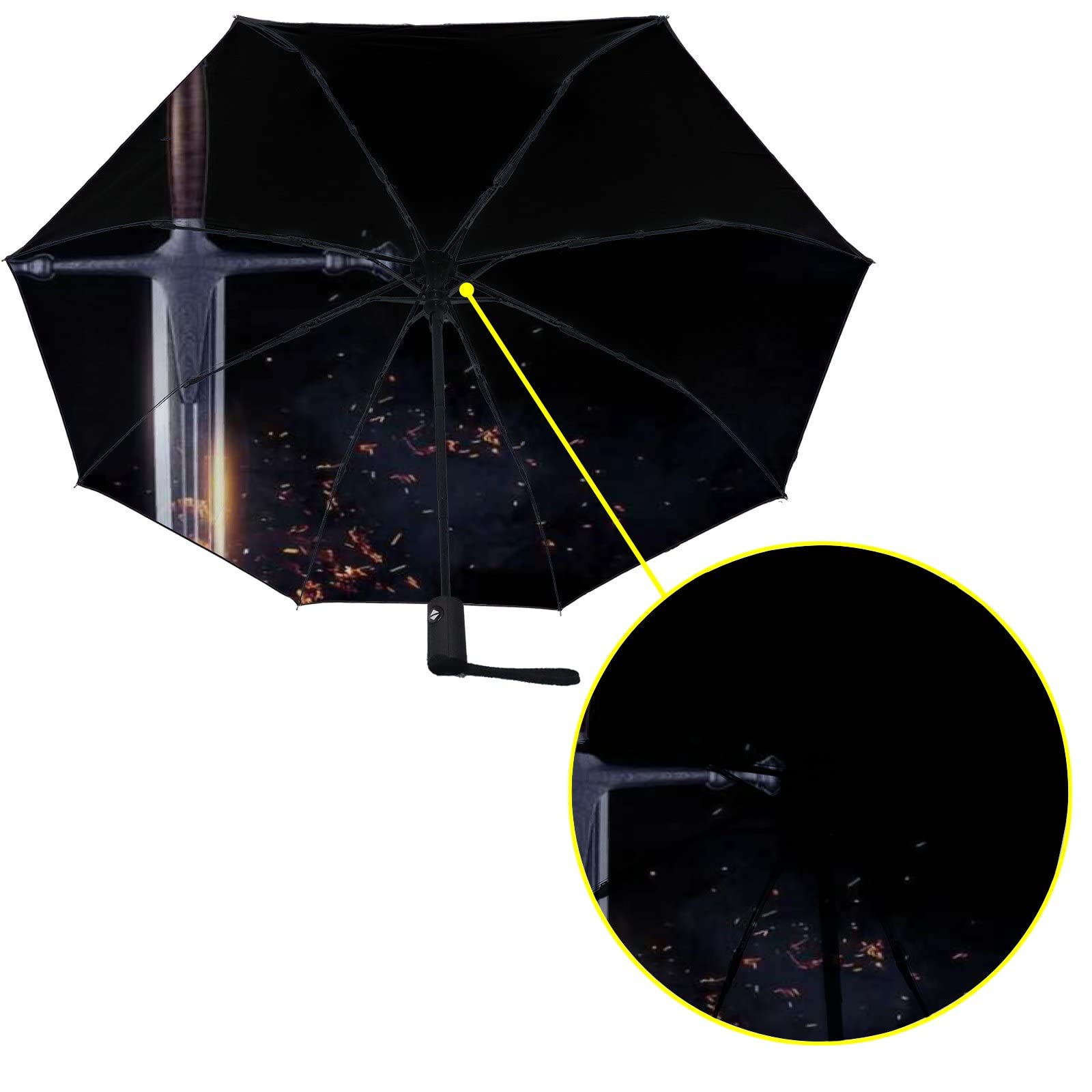 Windproof Metal Sword Spark Umbrella - Auto Open/Close Travel Umbrella for Rain & Sun Protection - UV Resistant & Durable for Outdoor, Commuting & Travel Use