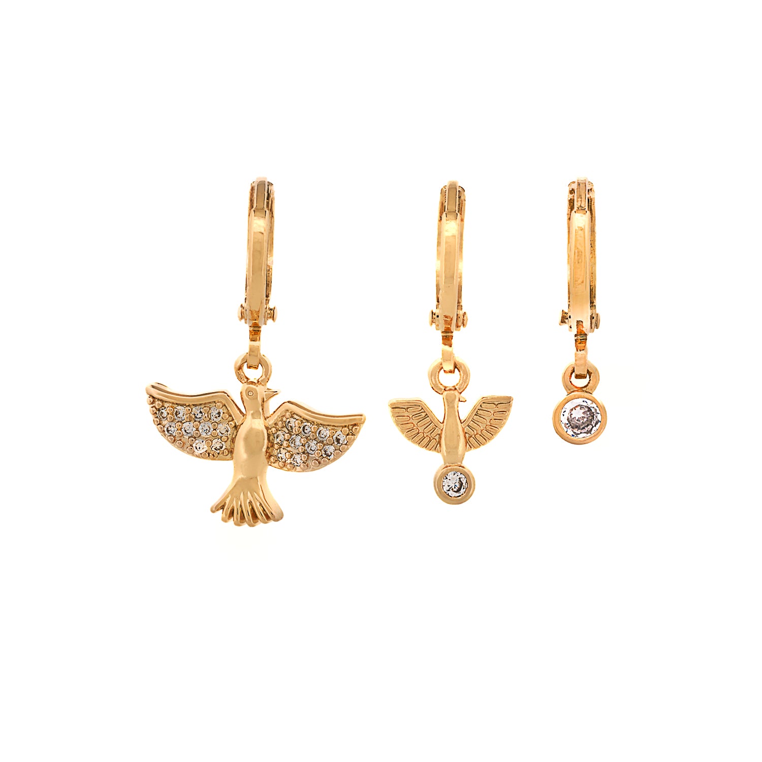 Spiritual Bird Trio Gold Earring Set - Elegant 14K Gold Plated Boho Jewelry for Women | Perfect for Weddings, Parties & Everyday Wear