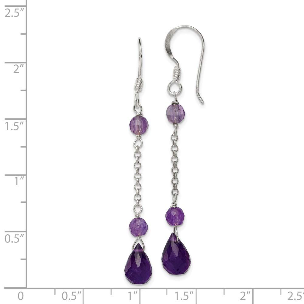 925 Sterling Silver Amethyst Dangle Earrings for Women - Elegant Purple Gemstone Drop Earrings for Party, Wedding & Everyday Wear