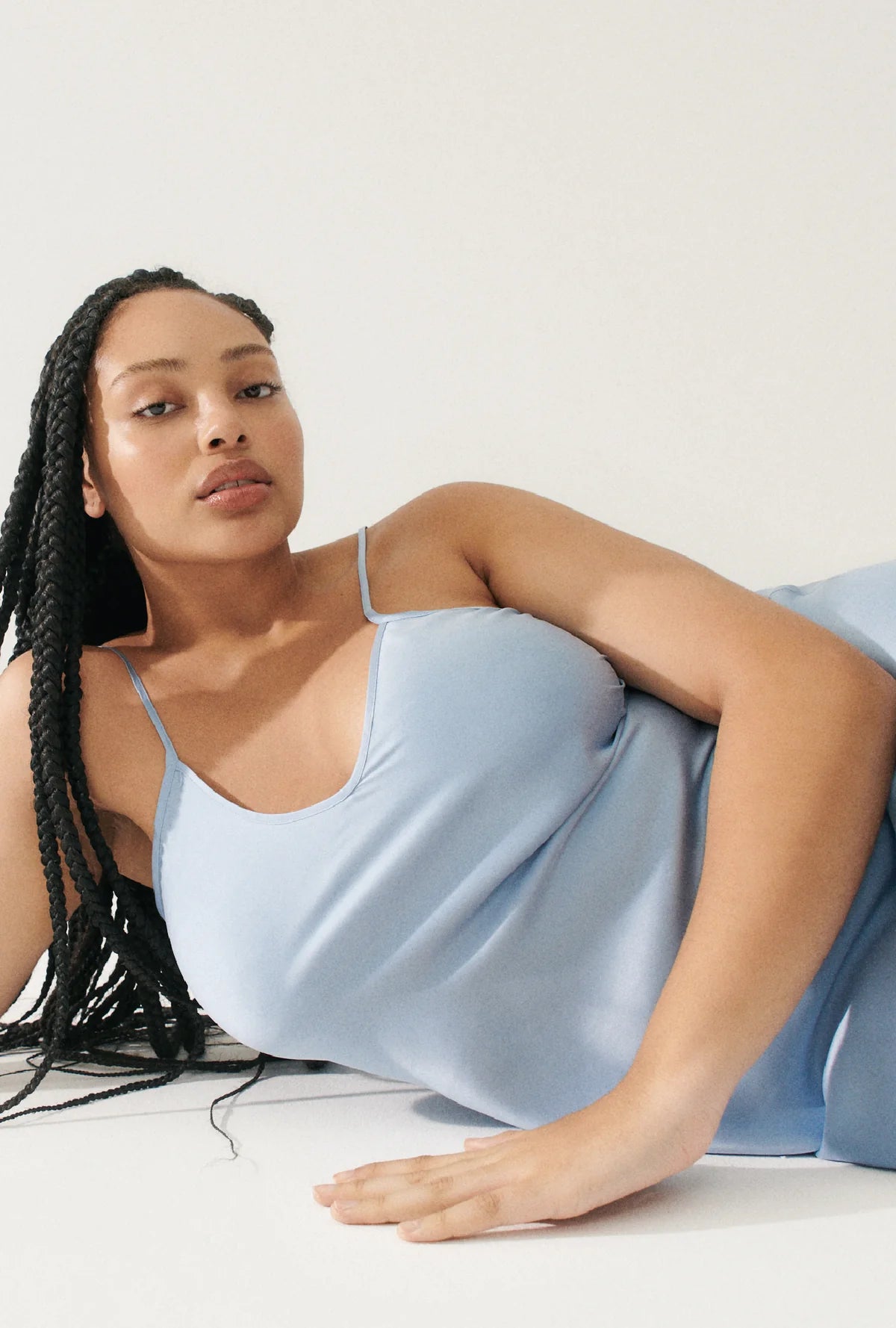 90s Slip Dress Sky Blue - Vintage Inspired Satin Nightgown & Loungewear for Women - Perfect for Sleepwear, Date Nights, and Relaxing at Home