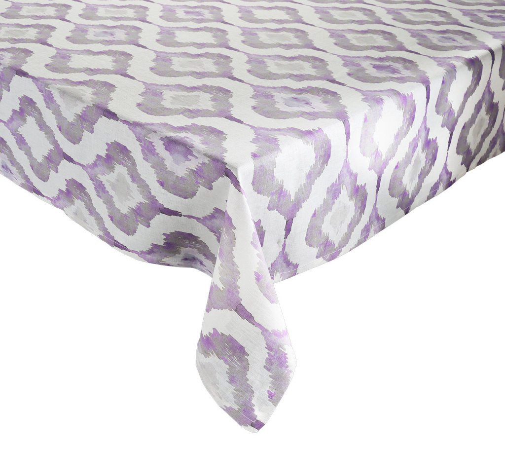 Gray & Lilac Watercolor Ikat Tablecloth – Elegant Dining & Home Decor for Parties, Weddings, and Everyday Use
